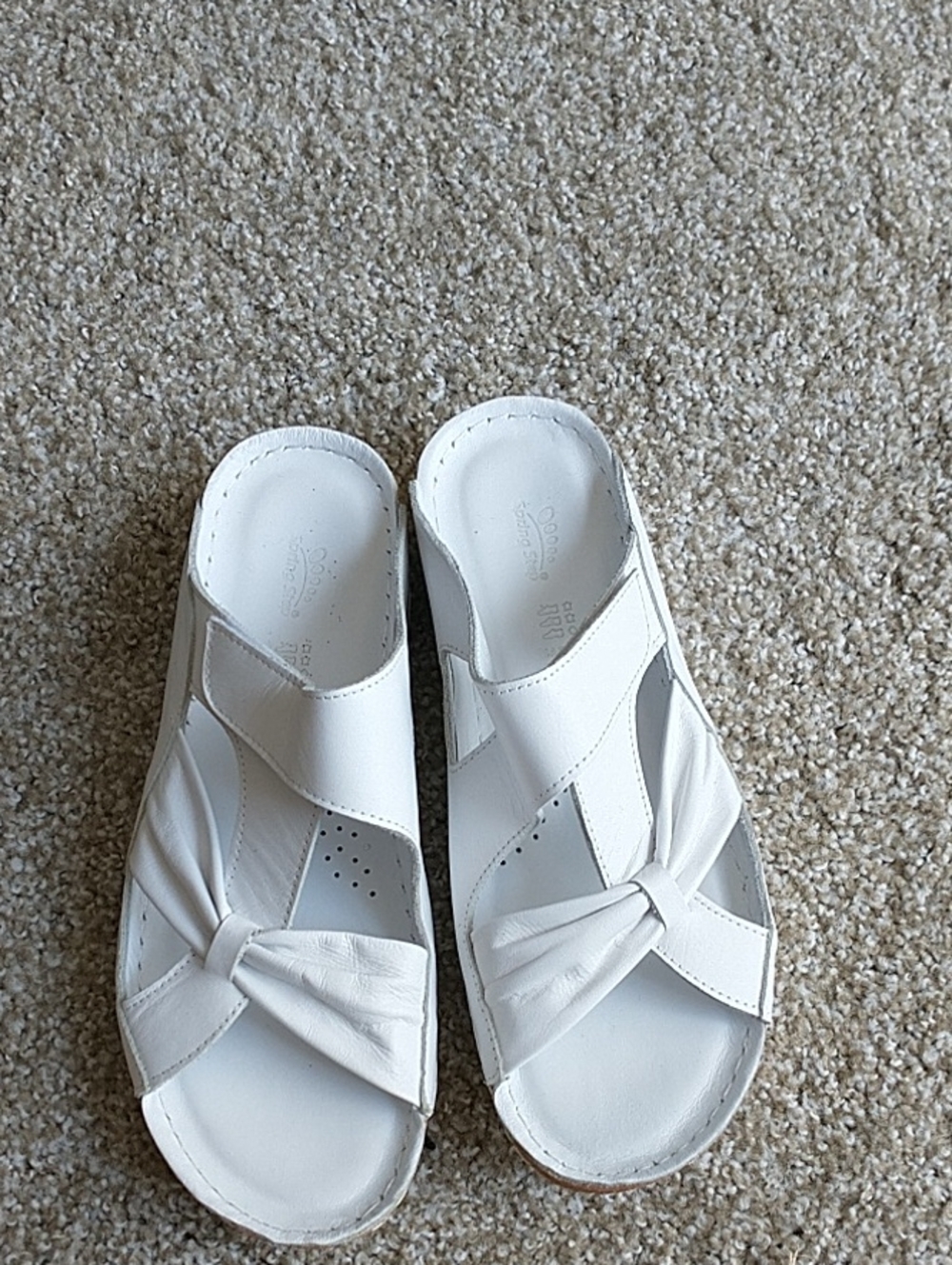 Spring Step White Knot Slide Mules